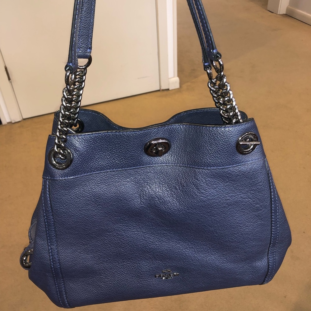 100% authentic blue leather Coach bag